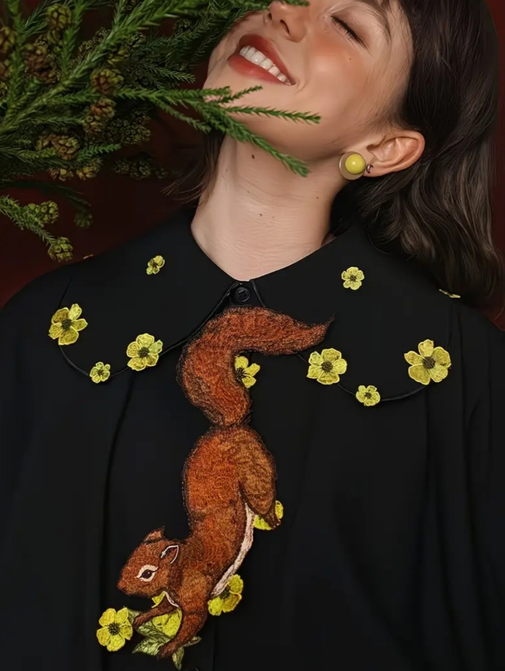 NEW Squirrel Embroidered Tie